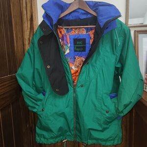 Mens Lg Vinatge LONDON FOG Green Puffer Style Jacket With Removable Insulated...